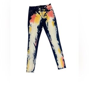 Tie Dye Hippie Acid Wash Colorful Skinny Jeans Size 9